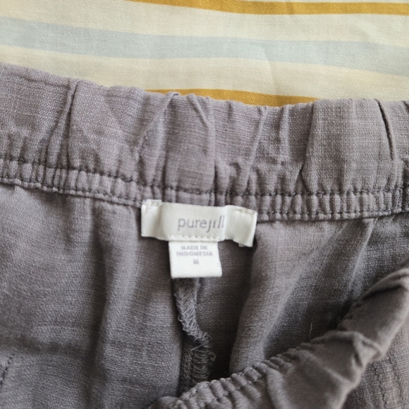 Pure Jill Linen Blend Wide-Leg Cropped Pants Medium Light Quarry Rock - Picture 2 of 3